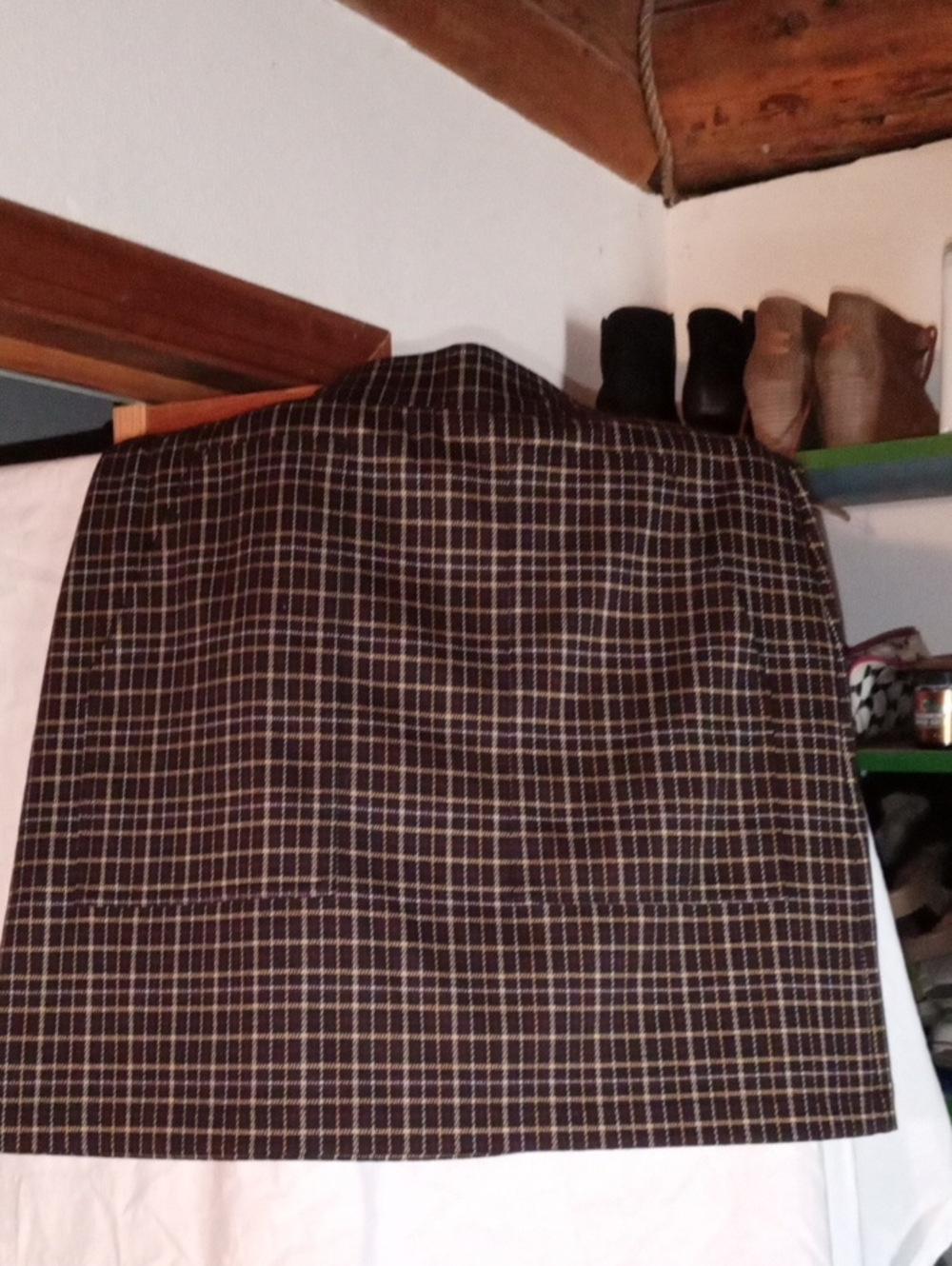 LOFT Brown and Black Plaid A-Line Skirt